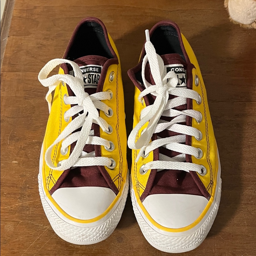 Converse Sneakers with Burgundy and Yellow Highlights